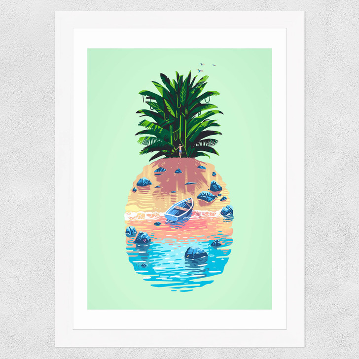 Pineapple Island Wide White Frame Pineapple Island Wide White Frame