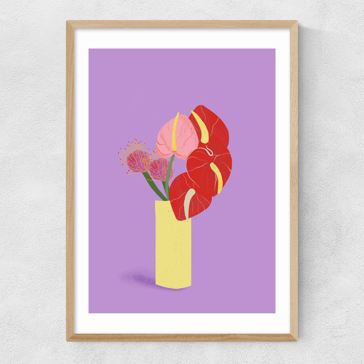 Fun Flowers Narrow Oak Frame