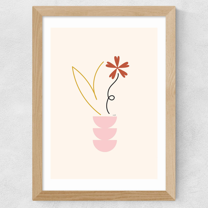 Flower by Linda Gobeta Wide Oak Frame