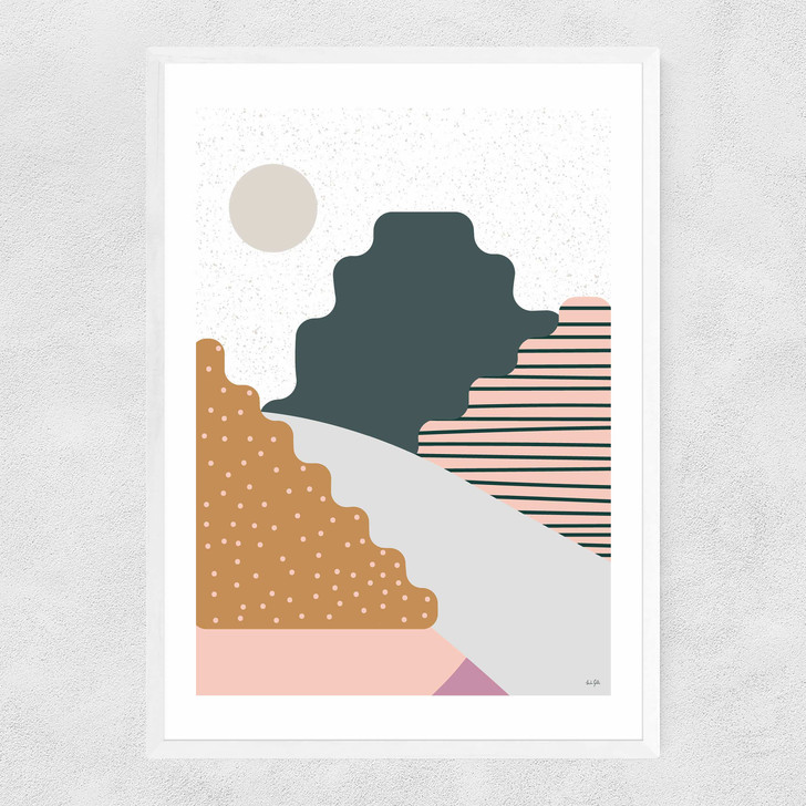 Mountains by Linda Gobeta Narrow White Frame