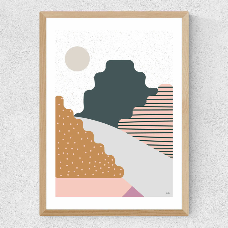 Mountains by Linda Gobeta Medium Oak Frame