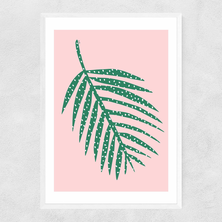 Polka Dot Leaf In Pink Narrow White Frame Polka Dot Leaf In Pink Narrow White Frame