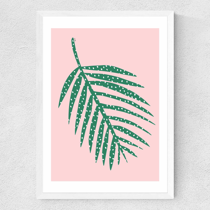 Polka Dot Leaf In Pink Medium White Frame Polka Dot Leaf In Pink Medium White Frame