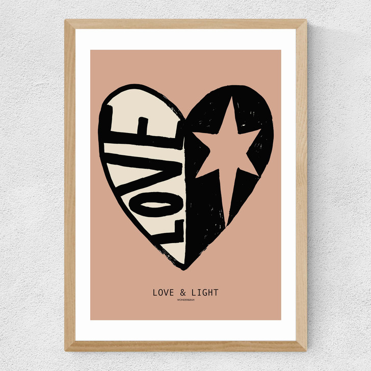 Love Light Pink Medium Oak Frame Love Light Pink Medium Oak Frame