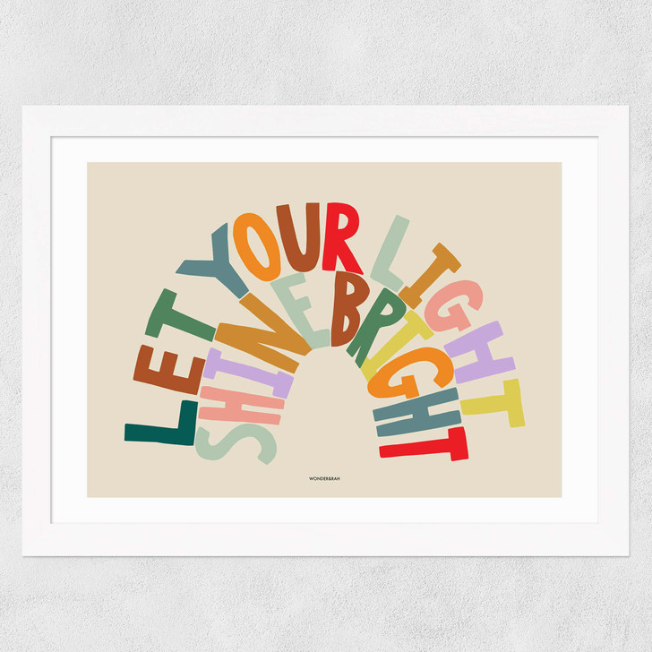 Shine Bright Rainbow Wide White Frame