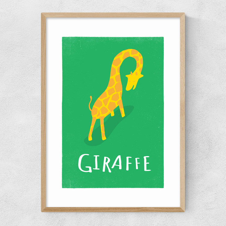 Giraffe by Rocket Jack Narrow Oak Frame