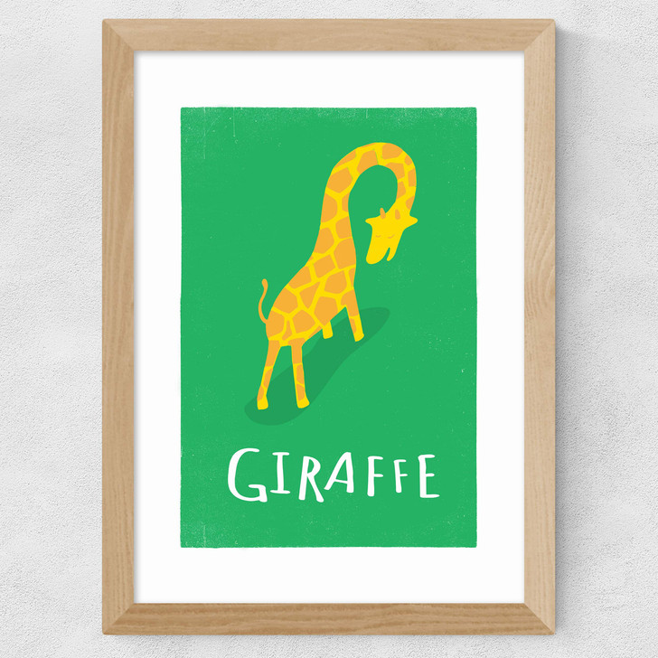 Giraffe by Rocket Jack Wide Oak Frame