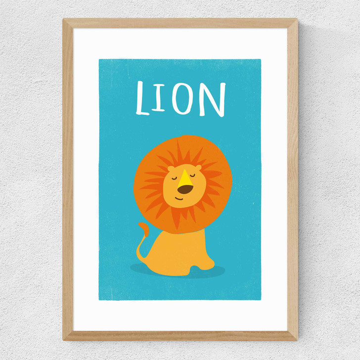 Lion by Rocket Jack Medium Oak Frame Lion by Rocket Jack Medium Oak Frame