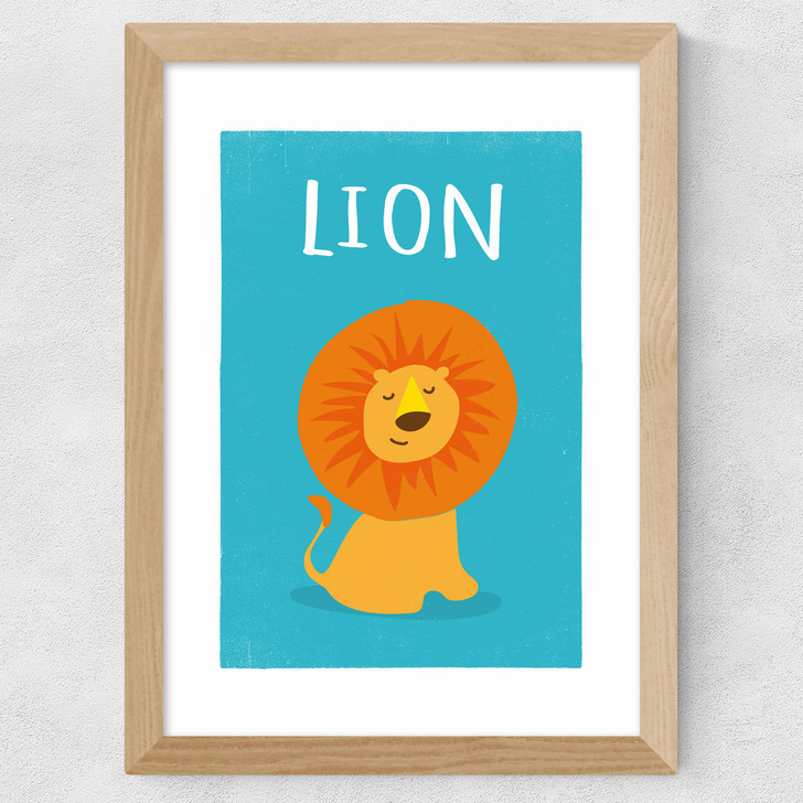 Lion by Rocket Jack Wide Oak Frame Lion by Rocket Jack Wide Oak Frame