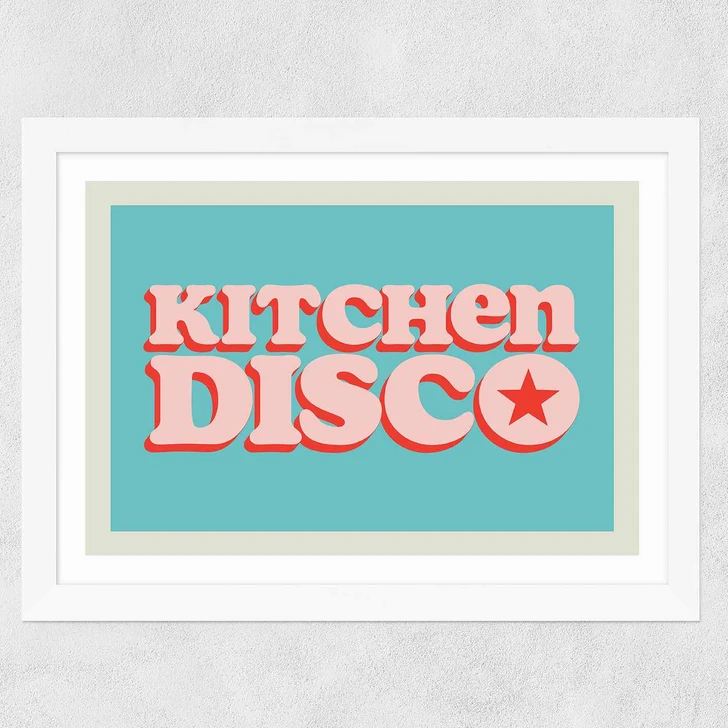 Kitchen Disco Wide White Frame