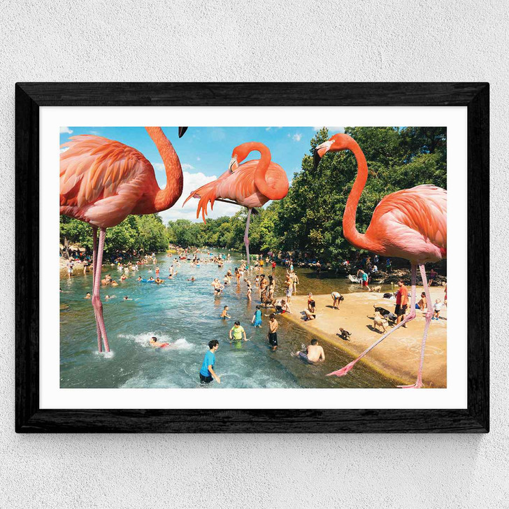 Flamingo Shore Wide Black Frame