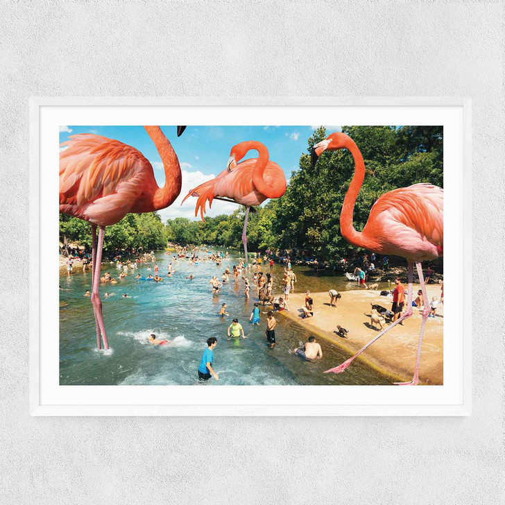 Flamingo Shore Narrow White Frame