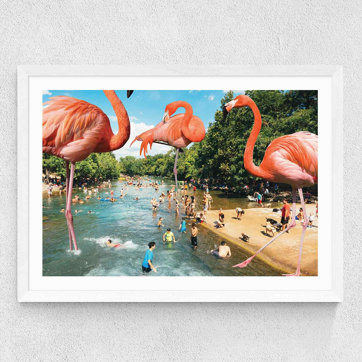 Flamingo Shore Medium White Frame