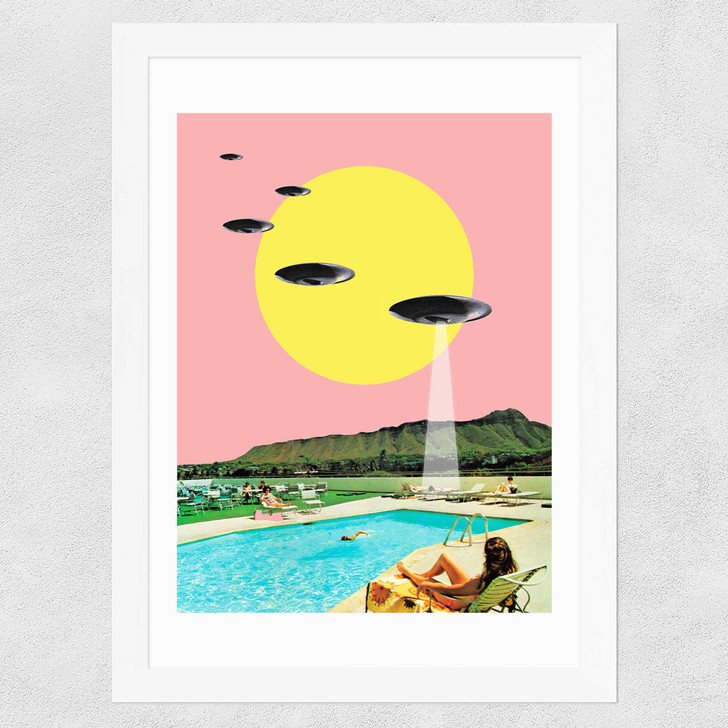 Invasion on Vacation (UFO in Hawaii) Wide White Frame Invasion on Vacation (UFO in Hawaii) Wide White Frame