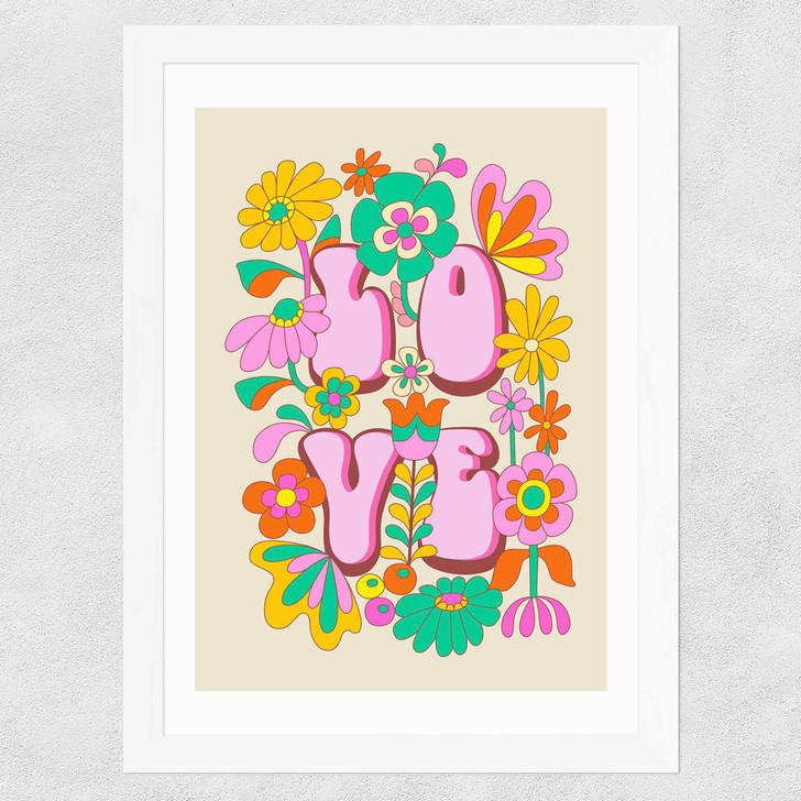Love by Rachel Lee Wide White Frame
