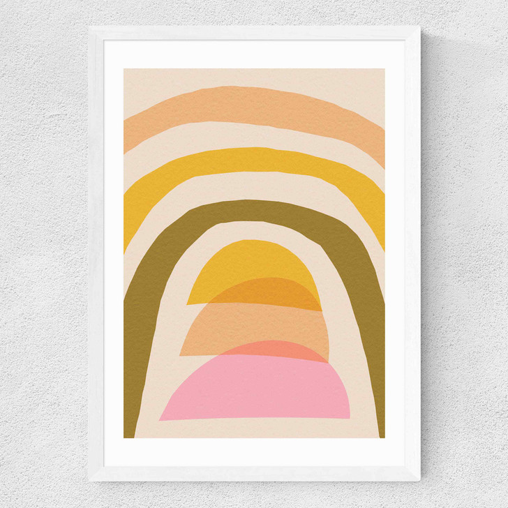 Arches and Semicircles Medium White Frame