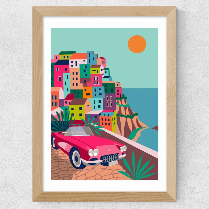 Cinque Terre Wide Oak Frame