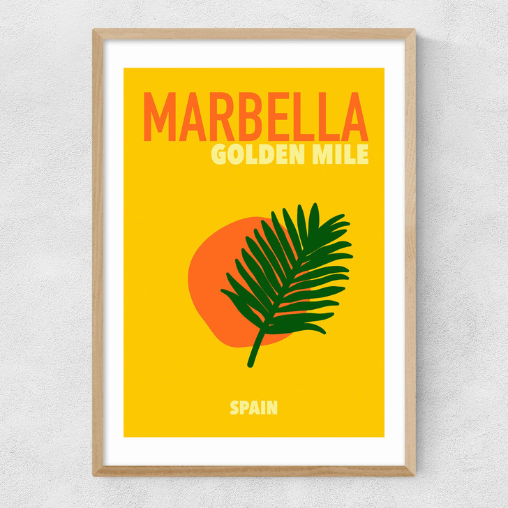Marbella Golden Coast Spain Narrow Oak Frame Marbella Golden Coast Spain Narrow Oak Frame