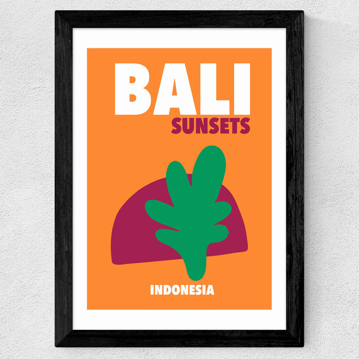 Bali Sunsets Indonesia Wide Black Frame