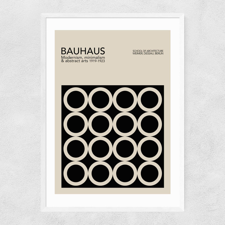 White And Beige Bauhaus Narrow White Frame
