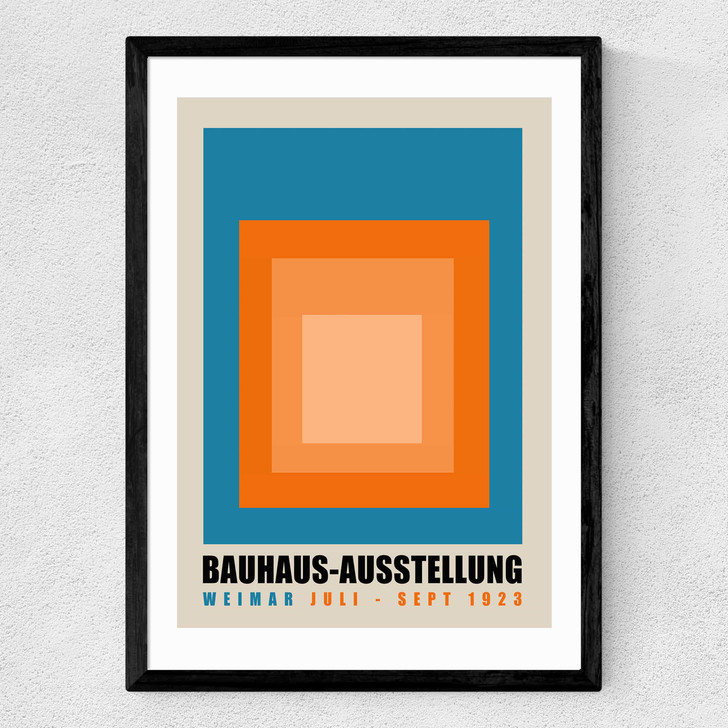 Blue And Orange Bauhaus Ausstellung Medium Black Frame