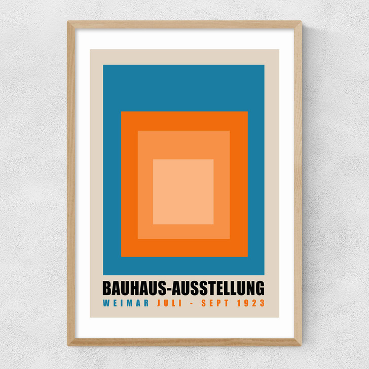 Blue And Orange Bauhaus Ausstellung Narrow Oak Frame