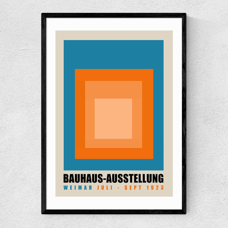 Blue And Orange Bauhaus Ausstellung Narrow Black Frame