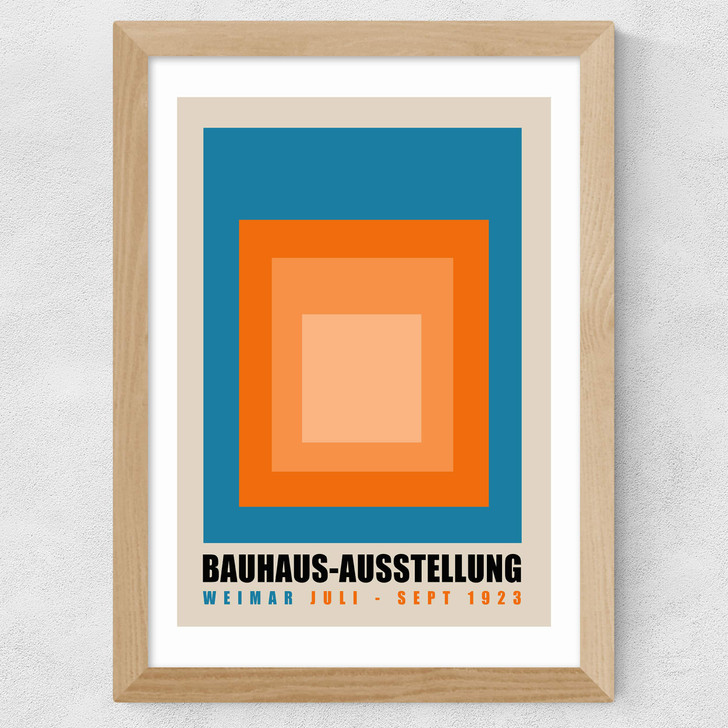 Blue And Orange Bauhaus Ausstellung Wide Oak Frame