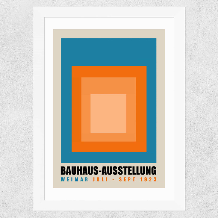 Blue And Orange Bauhaus Ausstellung Wide White Frame