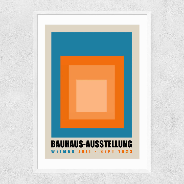 Blue And Orange Bauhaus Ausstellung Narrow White Frame