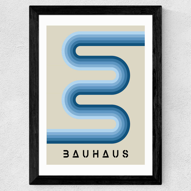 Blue Stripes Bauhaus Wide Black Frame Blue Stripes Bauhaus Wide Black Frame