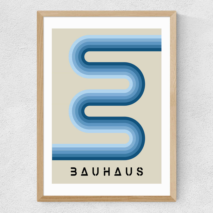 Blue Stripes Bauhaus Medium Oak Frame Blue Stripes Bauhaus Medium Oak Frame