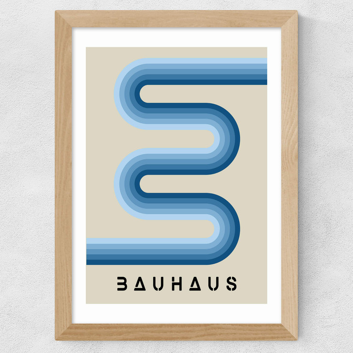 Blue Stripes Bauhaus Wide Oak Frame Blue Stripes Bauhaus Wide Oak Frame