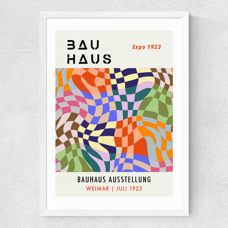 Checkered Bauhaus Medium White Frame Checkered Bauhaus Medium White Frame