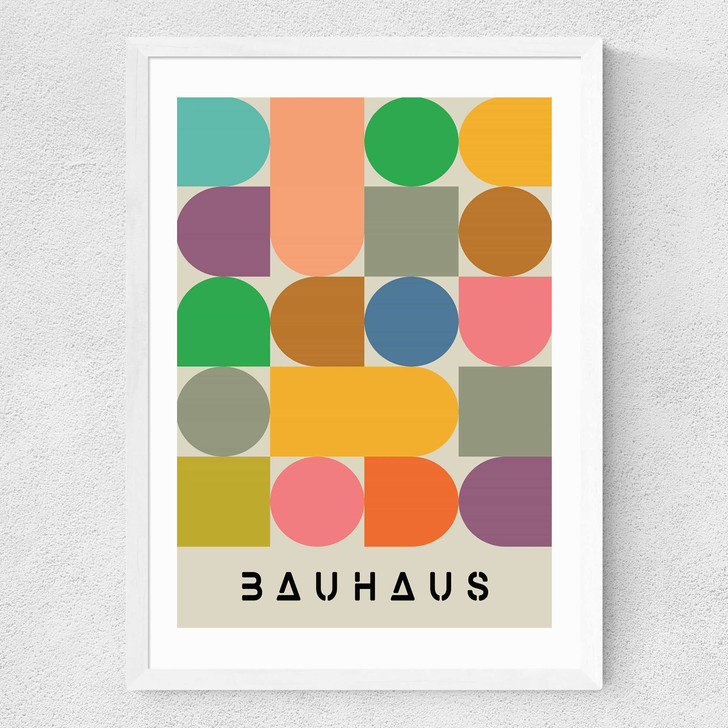 Colourful Bauhaus Medium White Frame