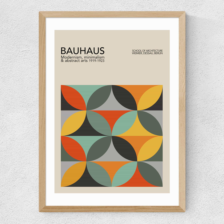 Geometric Pattern Bauhaus Medium Oak Frame