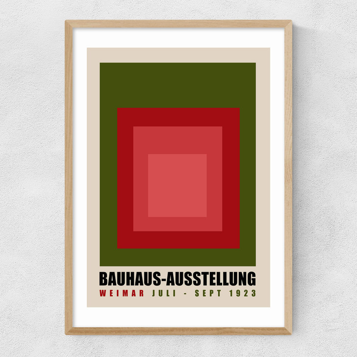 Green And Red Bauhaus Narrow Oak Frame
