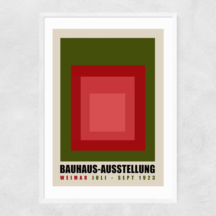 Green And Red Bauhaus Narrow White Frame
