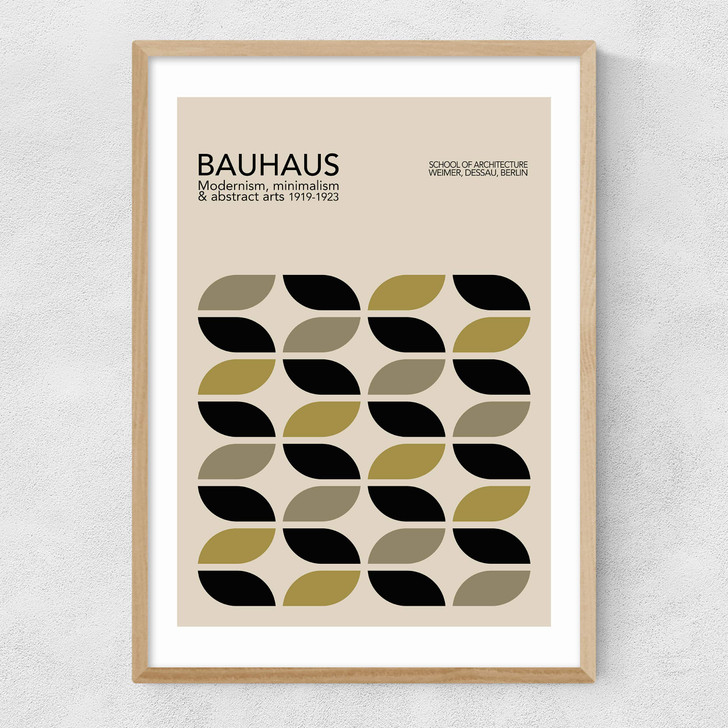 Mid Century Modern Bauhaus Narrow Oak Frame