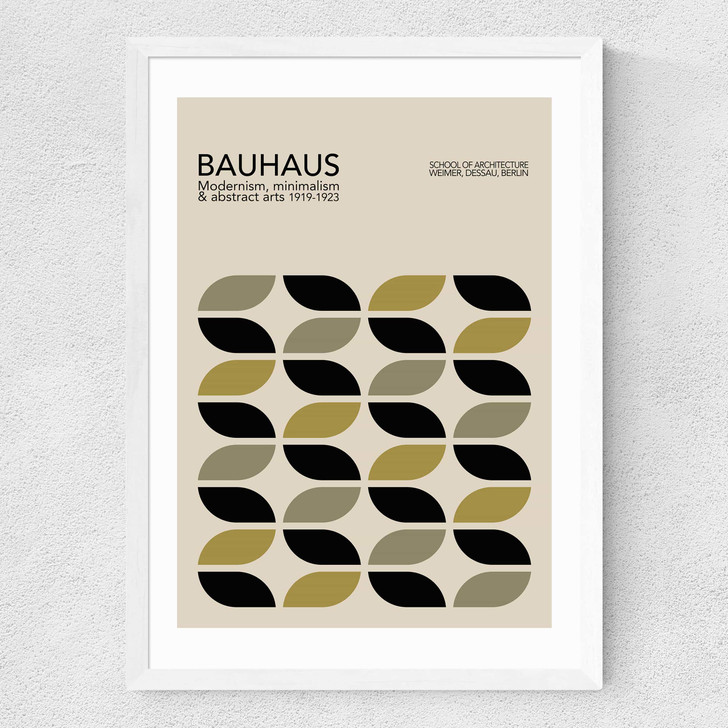 Mid Century Modern Bauhaus Medium White Frame