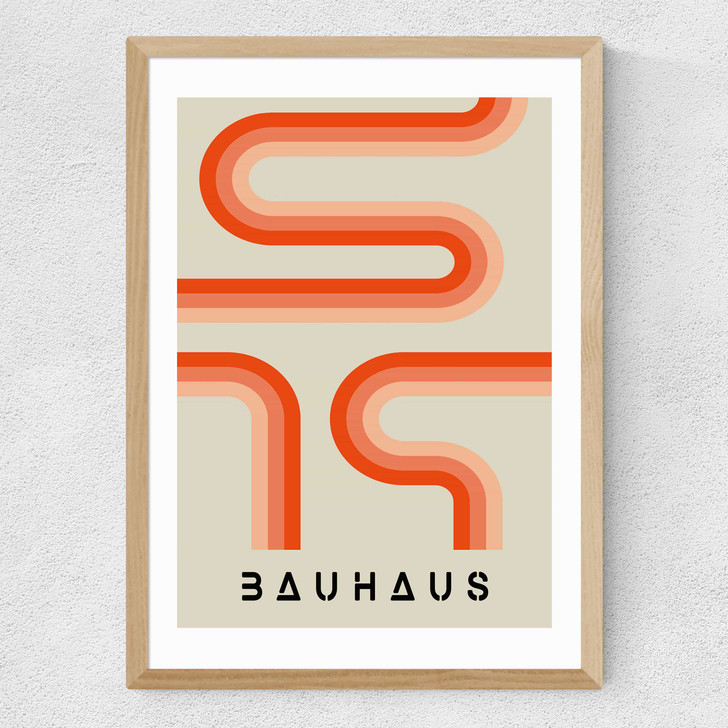 Orange Stripes Bauhaus Medium Oak Frame Orange Stripes Bauhaus Medium Oak Frame