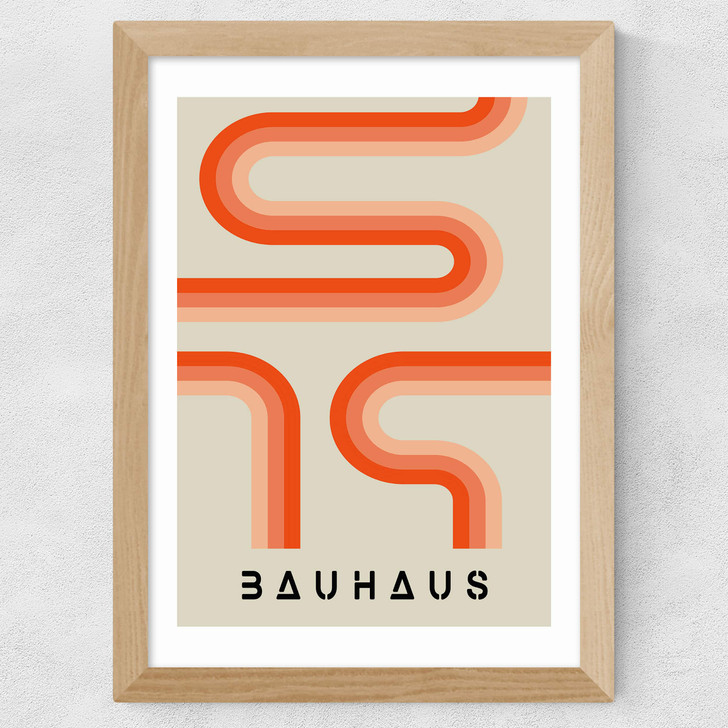 Orange Stripes Bauhaus Wide Oak Frame Orange Stripes Bauhaus Wide Oak Frame