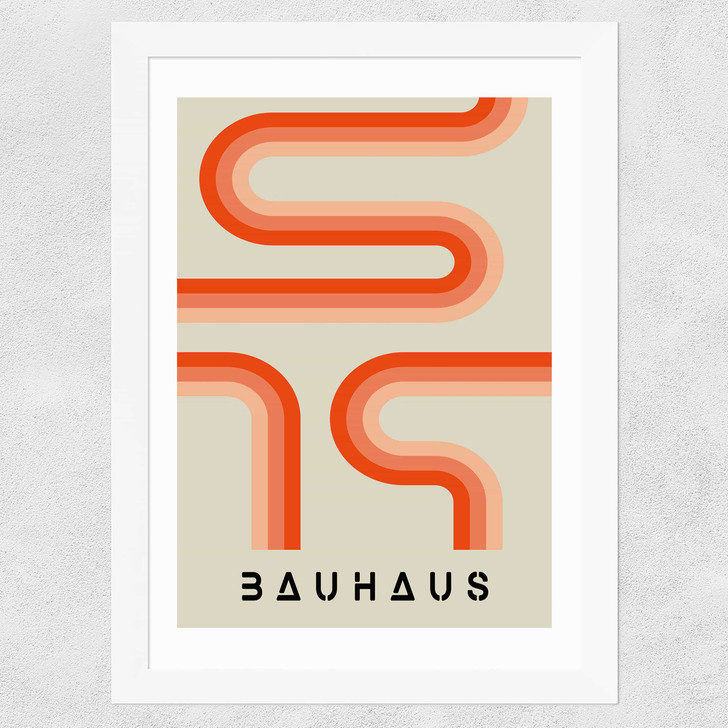 Orange Stripes Bauhaus Wide White Frame Orange Stripes Bauhaus Wide White Frame