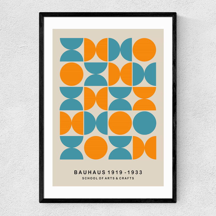 Turquoise And Orange Bauhaus Narrow Black Frame