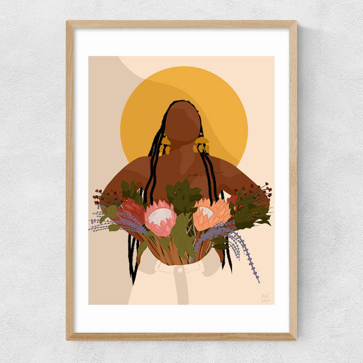 She Blooms Narrow Oak Frame She Blooms Narrow Oak Frame