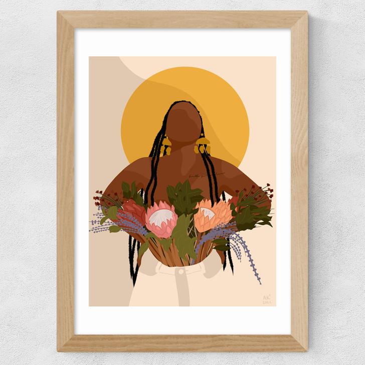 She Blooms Wide Oak Frame She Blooms Wide Oak Frame