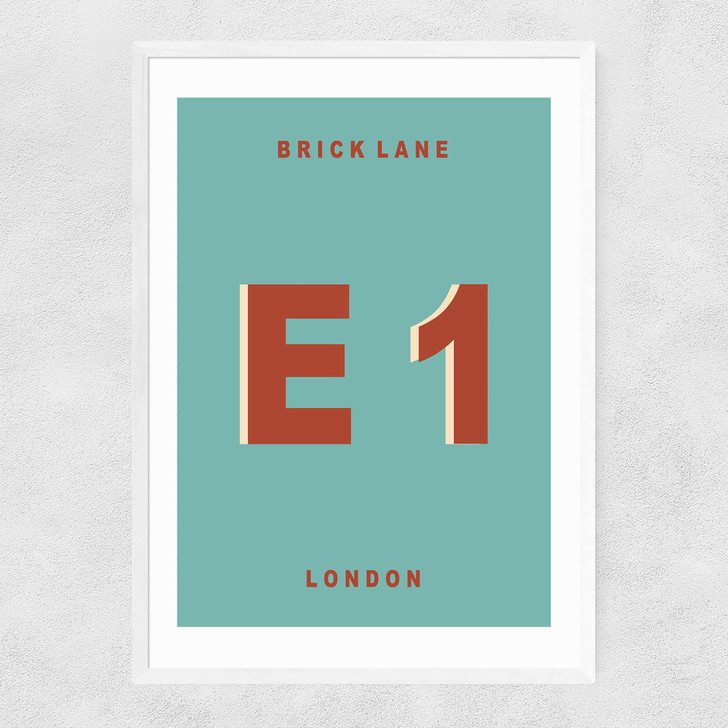 Brick Lane E1 by Luxe Poster Co Narrow White Frame Brick Lane E1 by Luxe Poster Co Narrow White Frame