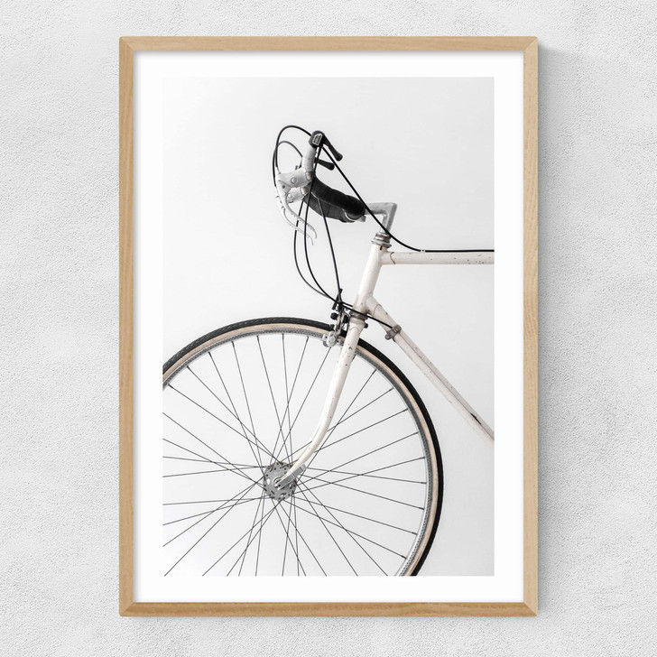 338 White Minimal Bicycle Narrow Oak Frame