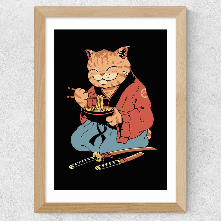 Cat Ramen Wide Oak Frame Cat Ramen Wide Oak Frame