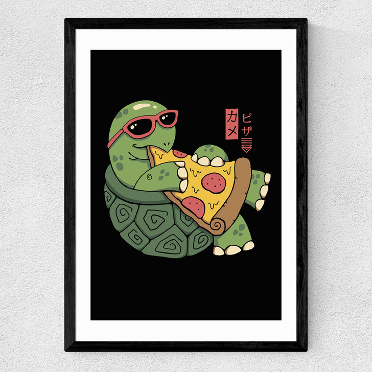 Pizza Turtle Prints Medium Black Frame